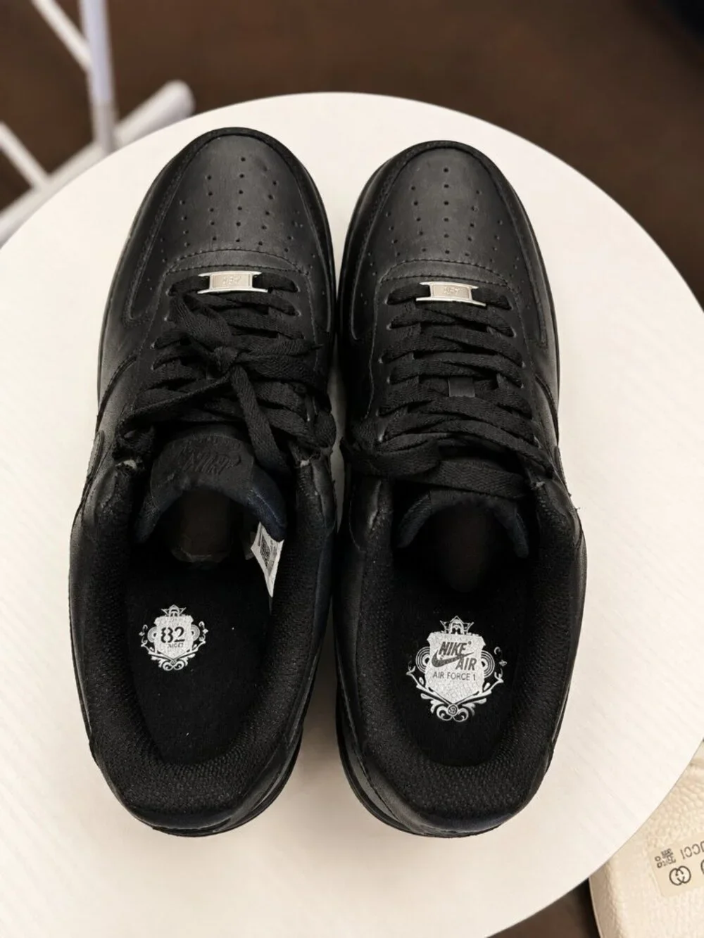 Nike Air Force 1 Mens Solid Black Lace-Up Low Top Sneakers Casual Activewear